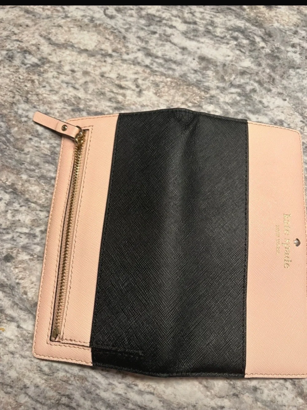 Kate Spade New York Two-Tone Pink and Black Zip Wallet